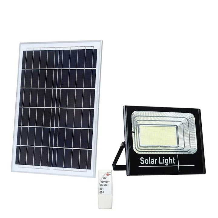 Proiector Solar LED cu Panou Separat, 60W, Telecomandă, Lampă Exterior pentru Siguranță
