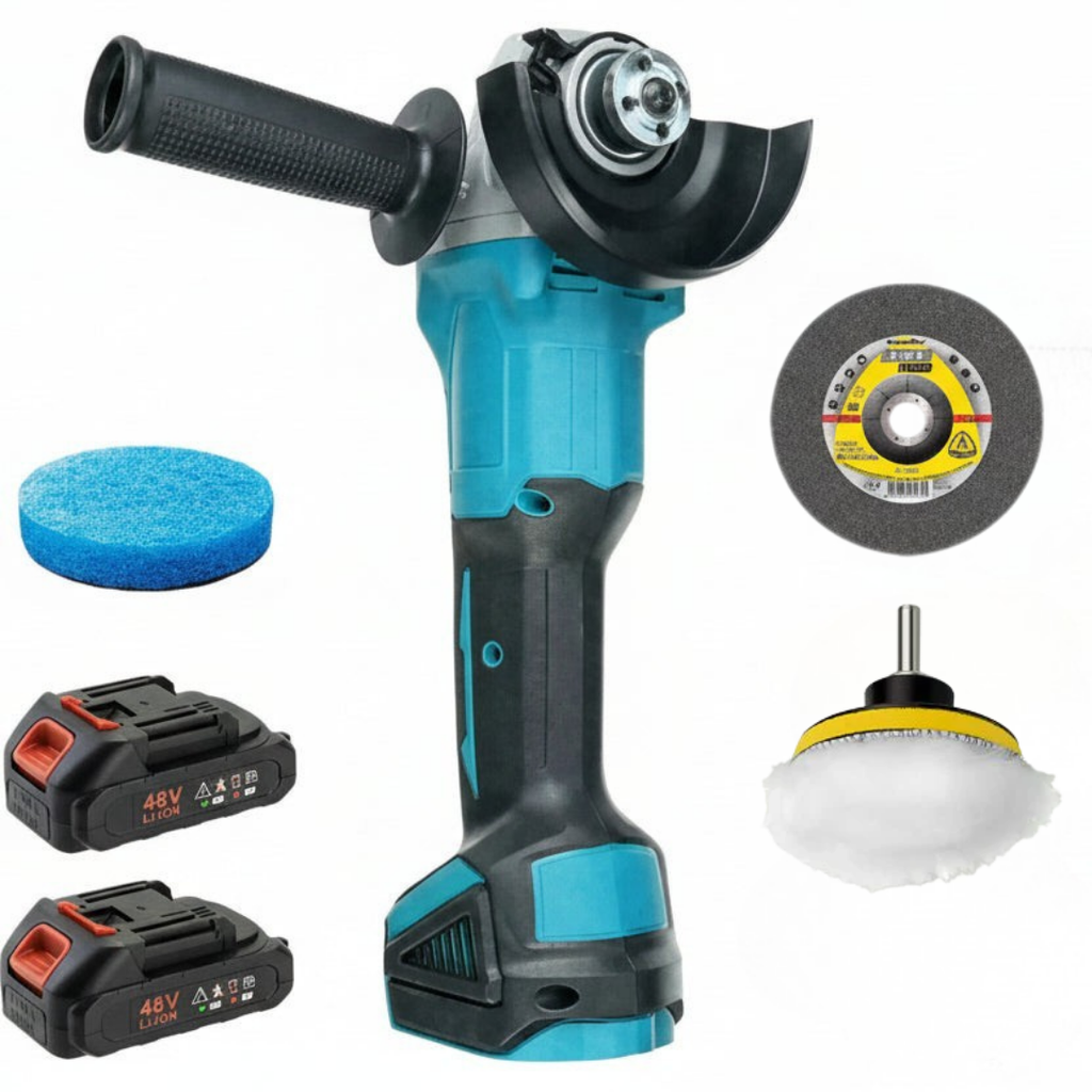 Flex Profesional Fără Fir 48V, Motor Brushless, 2 Acumulatori 5Ah, Disc Tăiere & Polish Incluse, Cutie Transport