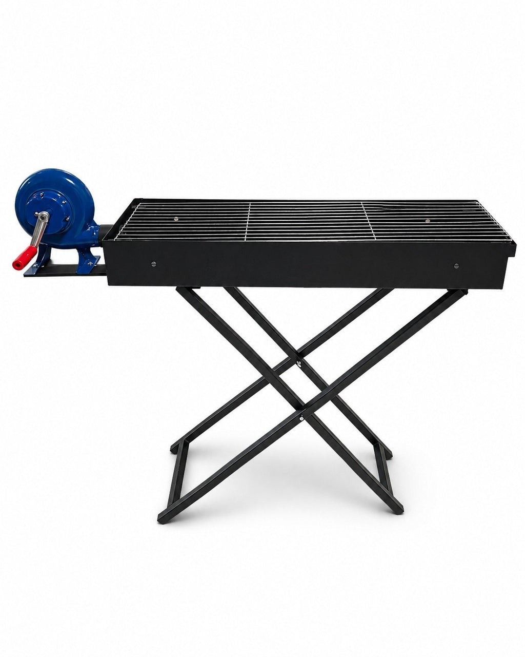 Grătar BBQ portabil cu suflantă de aer, 80 x 25 x 75 cm, grătar compact pe cărbuni pentru exterior