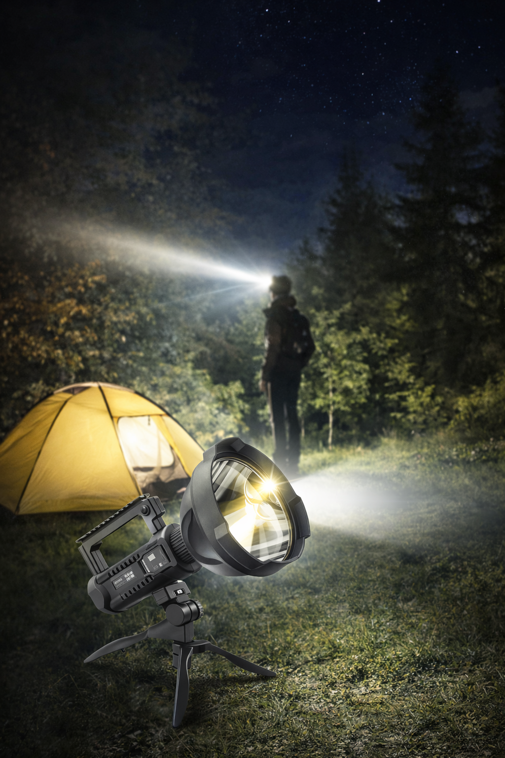 Lanternă Reîncărcabilă LED 31cm 4000lm + Powerbank USB + Trepied + Cadou Lanternă Cap