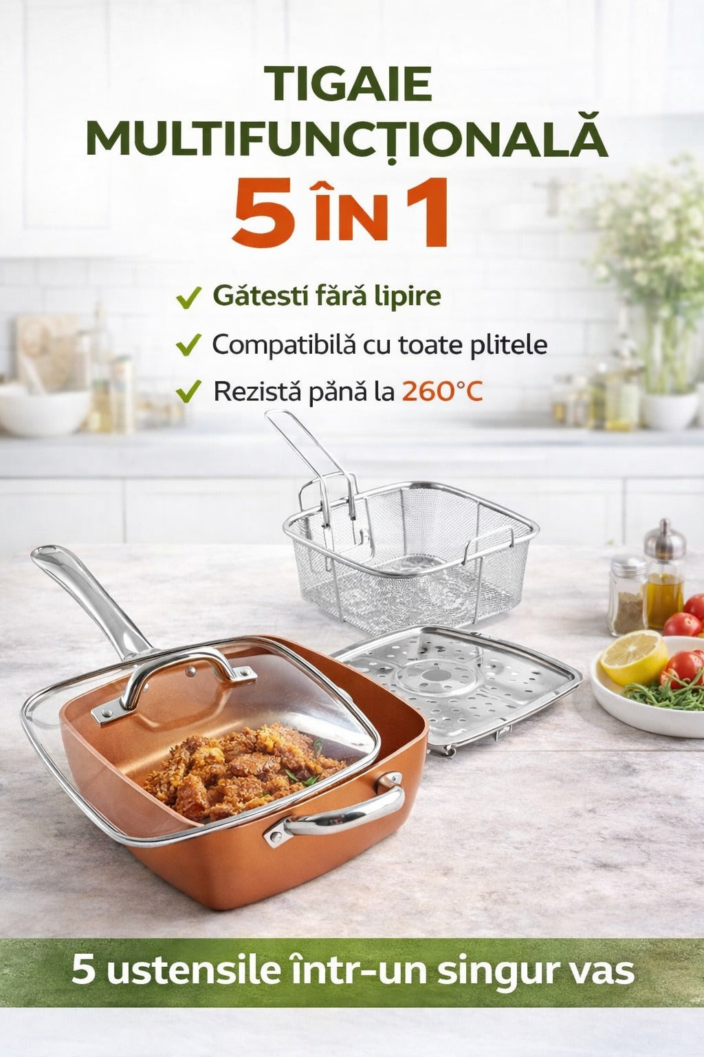 Tigaie non-aderenta multifunctionala 5 piese