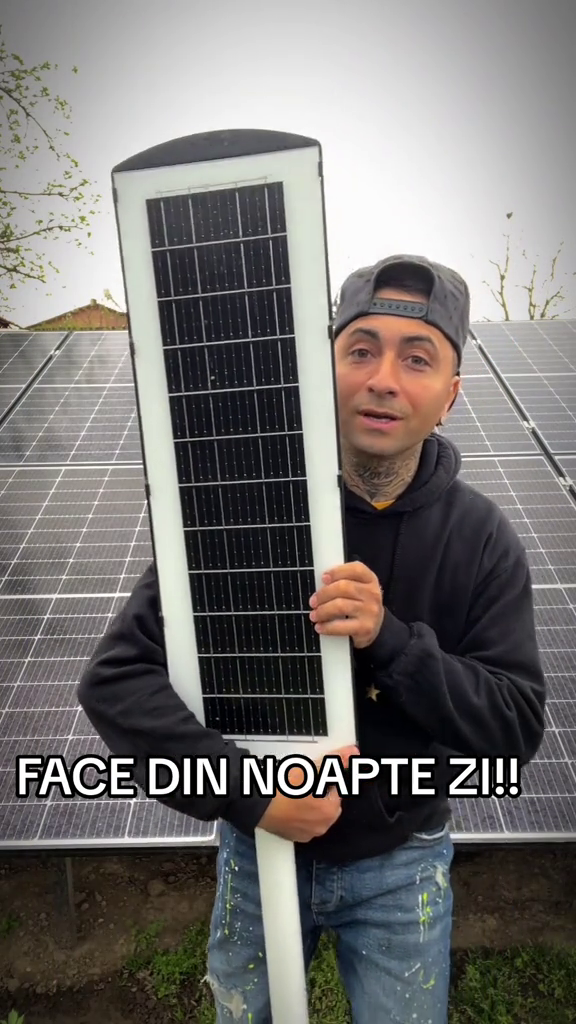 JORTAN LAMPĂ STRADALĂ SOLARĂ 4 MODULE CU LED 480W, SENZOR DE MIȘCARE ȘI TELECOMANDA