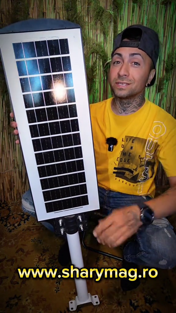 JORTAN LAMPĂ STRADALĂ SOLARĂ 4 MODULE CU LED 480W, SENZOR DE MIȘCARE ȘI TELECOMANDA